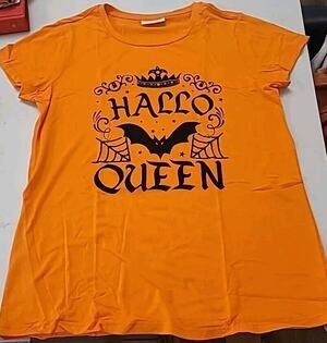H198b Halloween T-Shirt size Med 8/10 HALLO - QUEEN - NEW LADIES bust 36-37